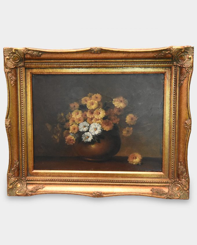 Still Life Oil Painting Vase with Yellow Flowers