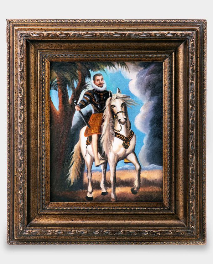Oil Painting Equestrian Portrait Count on Horse