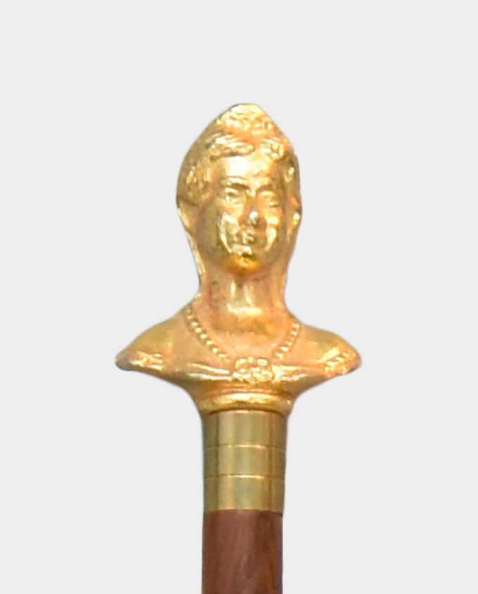 Wooden Walking Stick with Lady Brown and Gold
