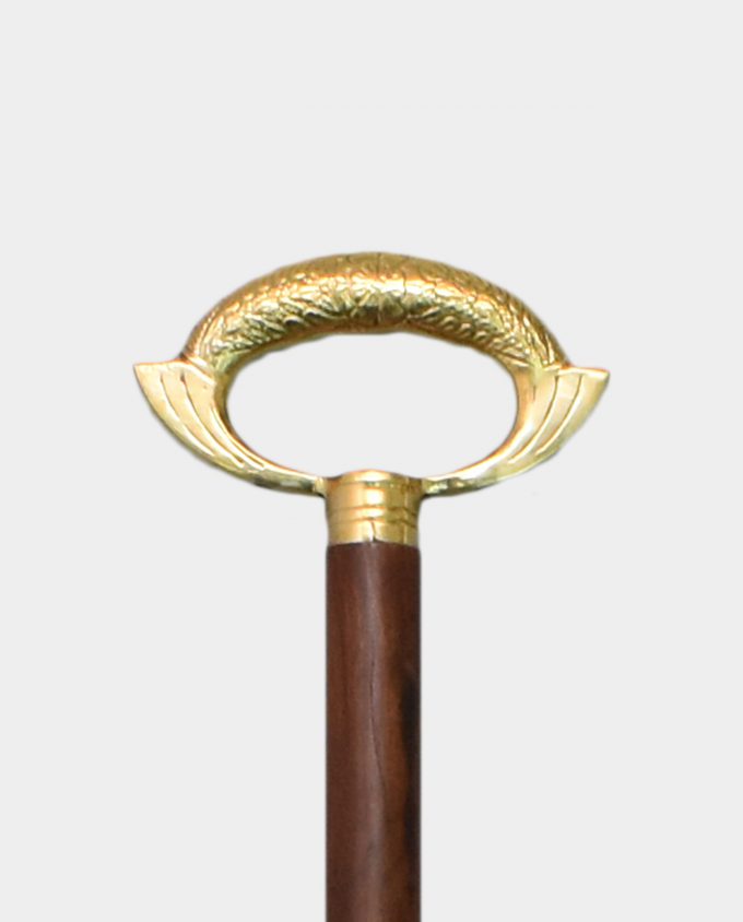 Wooden Walking Stick with Eyelet Brown and Gold