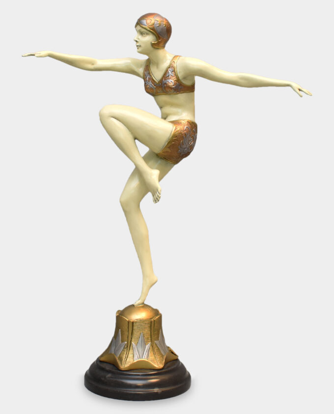 Con Brio Dancer in Golden Costume Bronze Sculpture