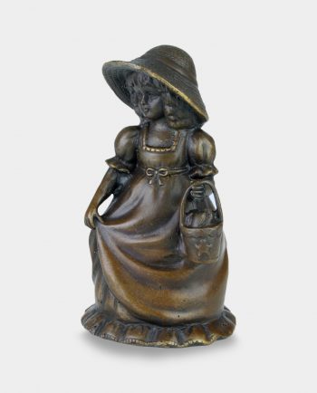 Bronze Table Bell Girl with Basket