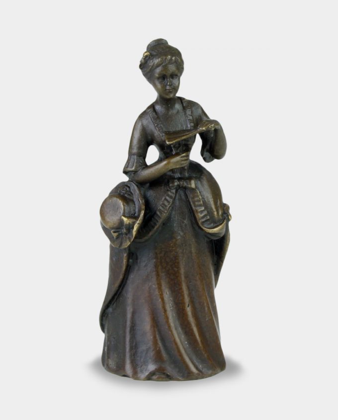 Bronze Table Bell Lady with Fan