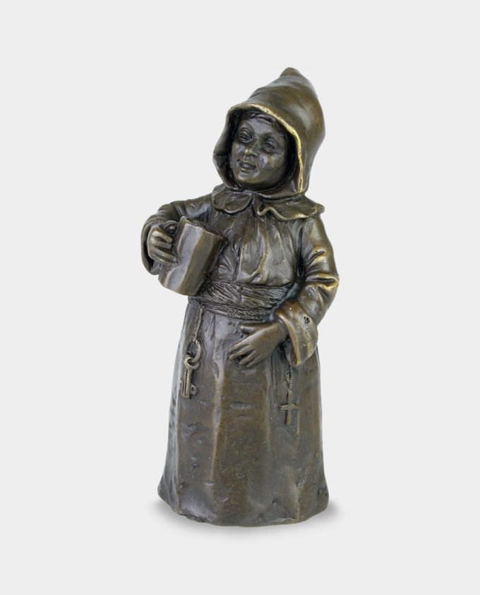 Bronze Table Bell Happy Monk
