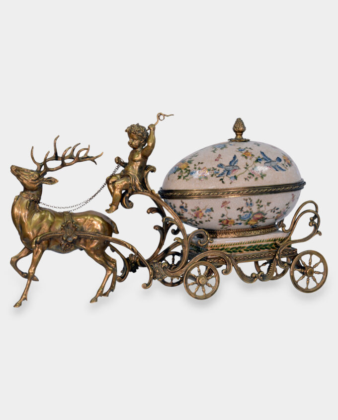 Porcelain Bronze Mounted Box with Lid Carriage