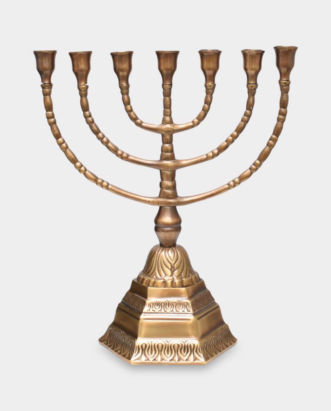 Seven-Armed Candlestick Traditional Judaic Menorah Golden
