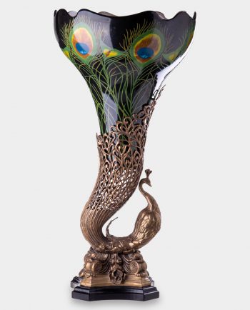 Bronze Mounted Porcelain Peacock Vase