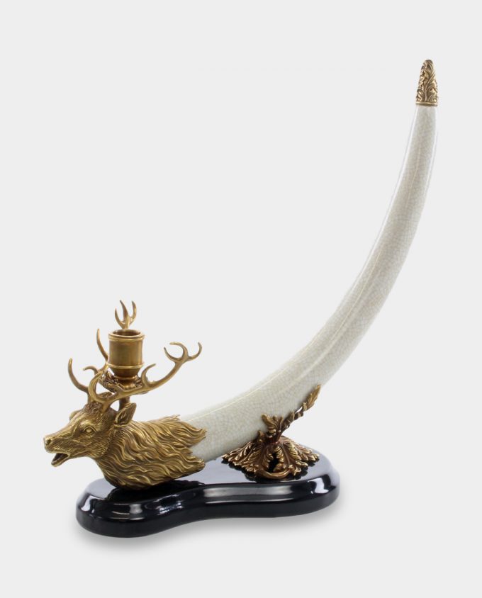Bronze Mounted Hunting Candlestick with Deer