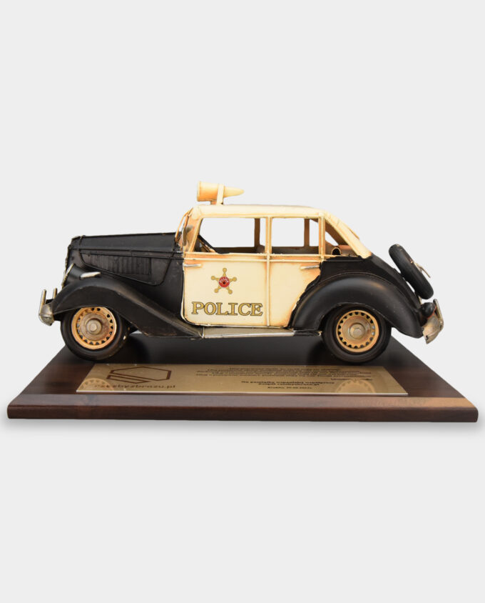 Police Car Metal Model with Board and Inscription Plate Gift for Policeman