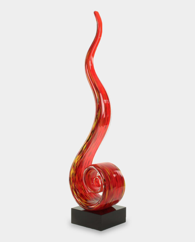 Figura Szklana w Stylu Murano Czerwony Płomień