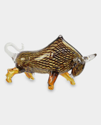 Glass Figure Murano Style Amber Bull