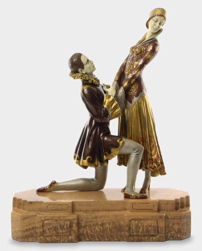 Eternal Love acc. Chiparus Woman and Man Bronze Sculpture,