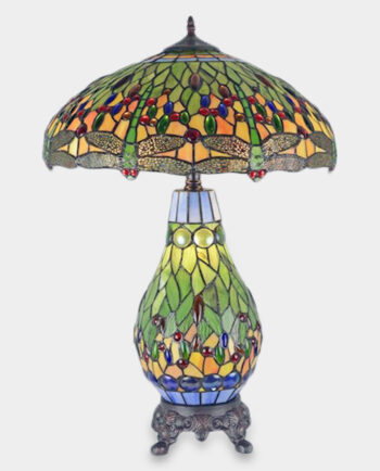 Stained Glass Lamp Tiffany Style Luminous Base Green