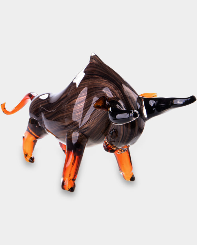 Huge Glass Figure Murano Style Charging Brown Bull