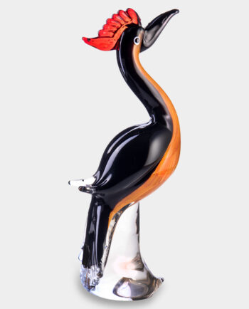 Glass Figurine Murano Style Black Heron