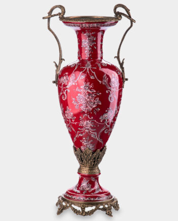 Bronze Mounted Porcelain Amphora Red
