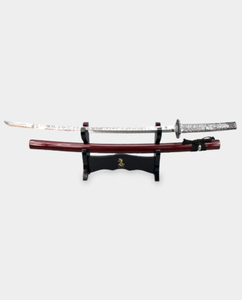 Japanese Katana Tokugawa Decorative Samurai Engraved Sword with Stand