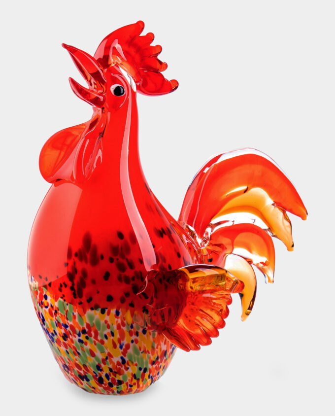 Glass Figurine Murano Style Red Rooster