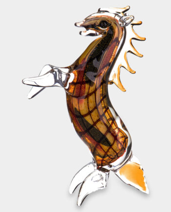Glass Figurine Murano Style Brown Horse