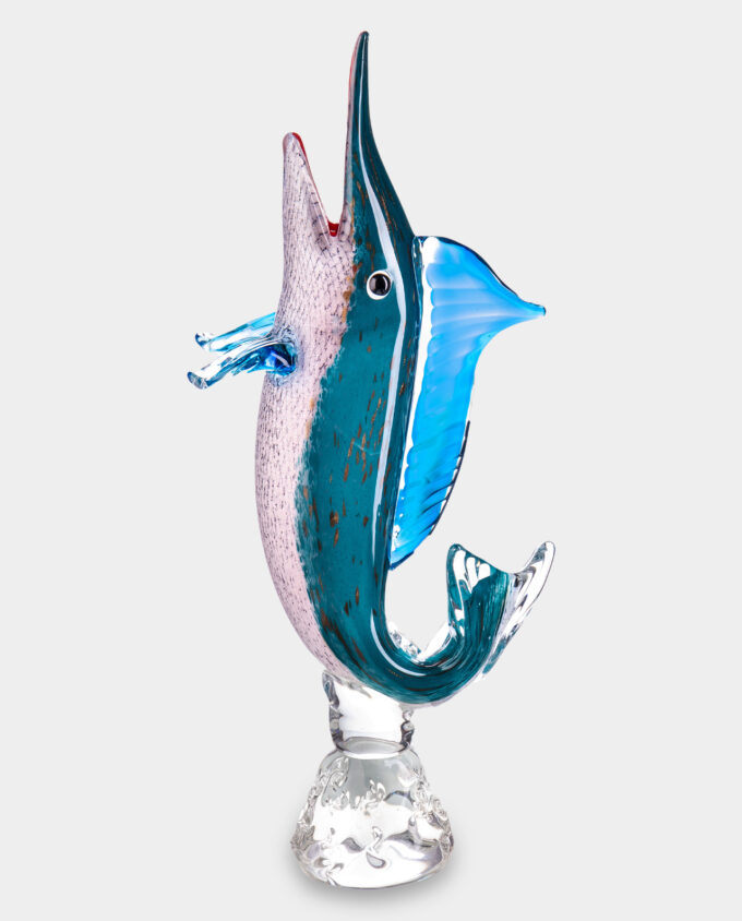 Glass Figurine Murano Style Blue Swordfish