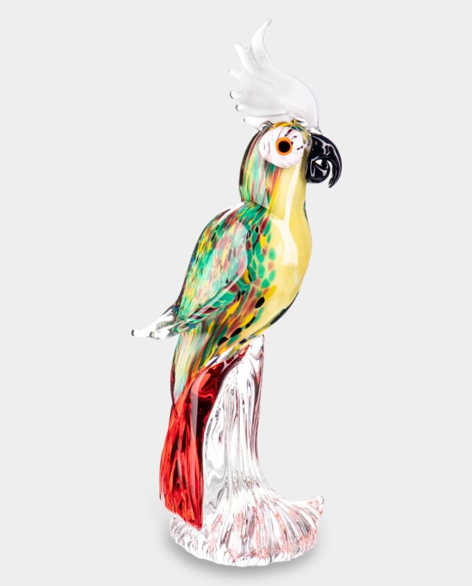Glass Figurine Murano Style Macaw Parrot