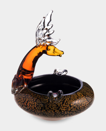 Glass Figure Murano Style Deer Ashtray