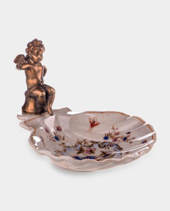 White Porcelain Small Bowl with an Angel