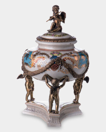 Porcelain Vase with Angels on Bronze Base