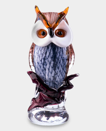 Glass Figurine Murano Style Brown Owl