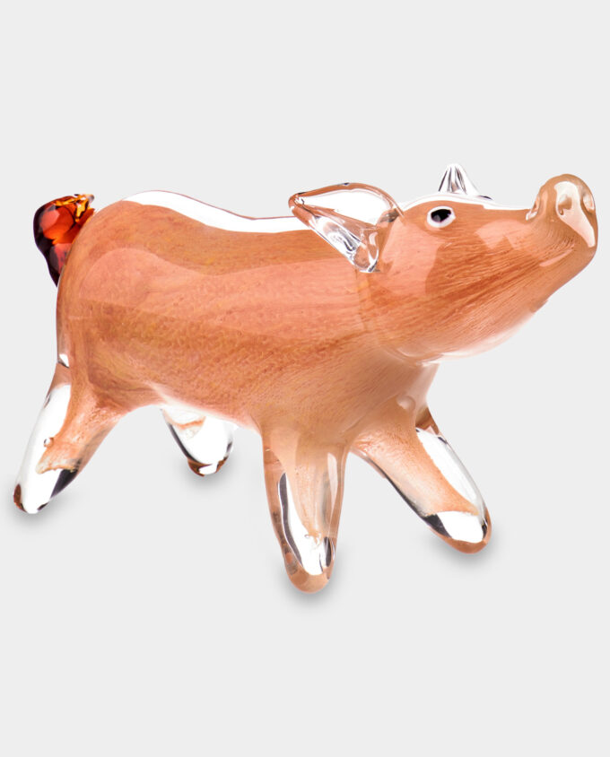 Glass Figurine Murano Style Pig