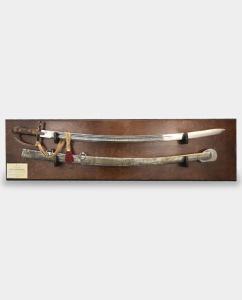 Ready Made Gift Set Cavalry Saber Ludwikowka with Scabbard Patinated on a Wooden Board Dedication