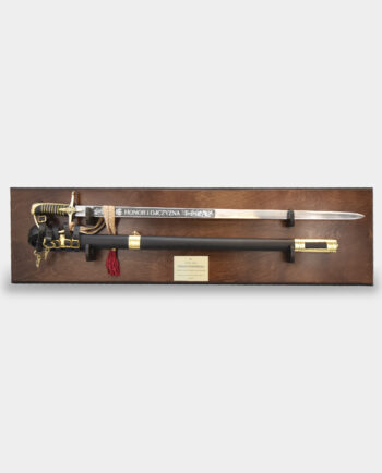 Ready Made Gift Set Polish Navy Saber with Scabbard on a Wooden Brown Board Dedication