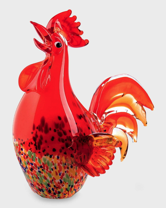 Glass Figure Murano Style Big Red Rooster