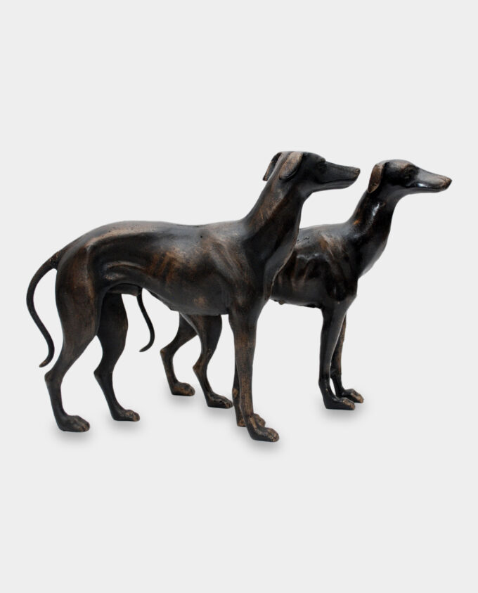 Large Cast Iron Sculptures a Pair of Greyhounds a Gift for a Dog Lover