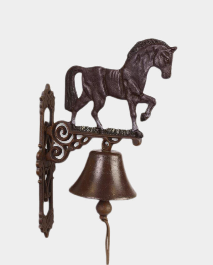 Cast Iron Wall Bell with a Horse for Home or Garden