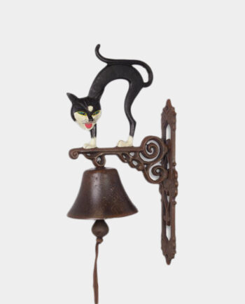 Cast Iron Wall Bell with a Cat for Home or Garden