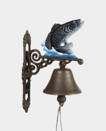 Cast Iron Wall Bell with a Fish on a Wave