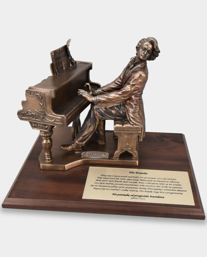 Fryderyk Chopin Sculpture on a Board with Dedication