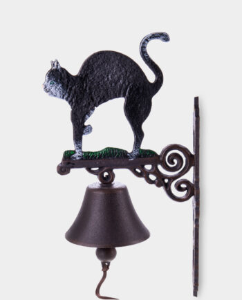 Cast Iron Wall Bell Bristle Cat for Home or Garden