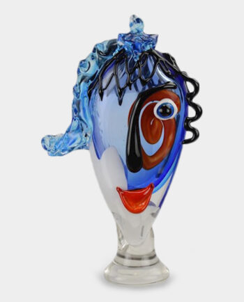 Glass Figure Murano Style Woman with Blue Hair