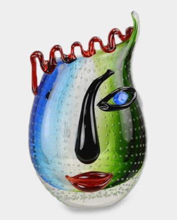 Glass Vase Murano Style Woman With Red Lips