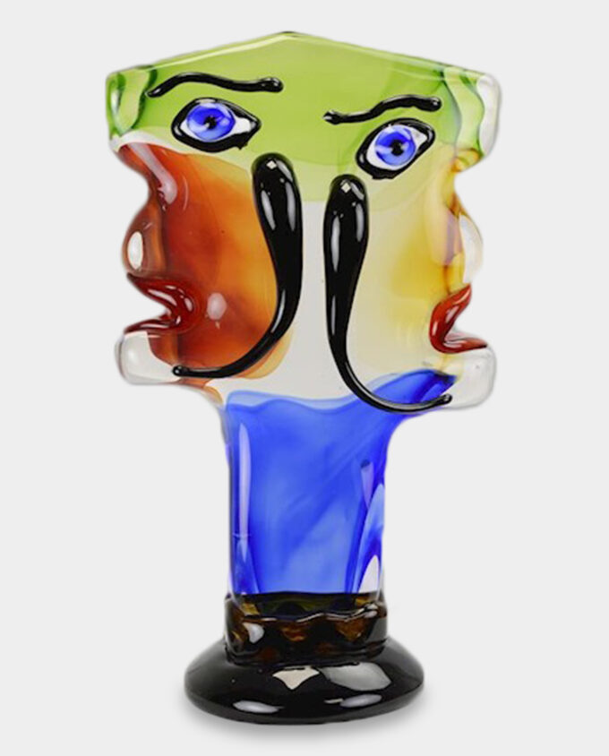 Glass Figure Murano Style Two Faces