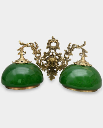 Two Armed Wall Lamp Green Glass Lamp Shades