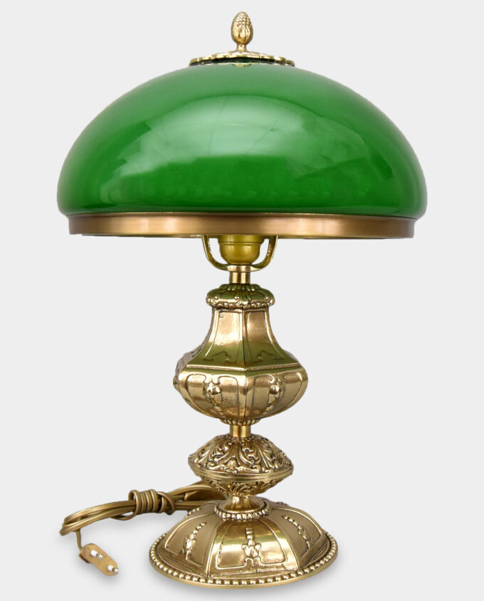 Art Deco Table Lamp Polished Brass Green Lamp Shade Gold Look