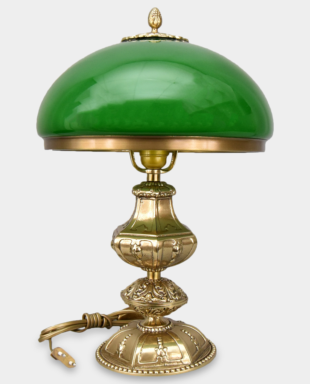 ArArt Deco Table Lamp Polished Brass Green Lamp Shade Gold Look Richly Base