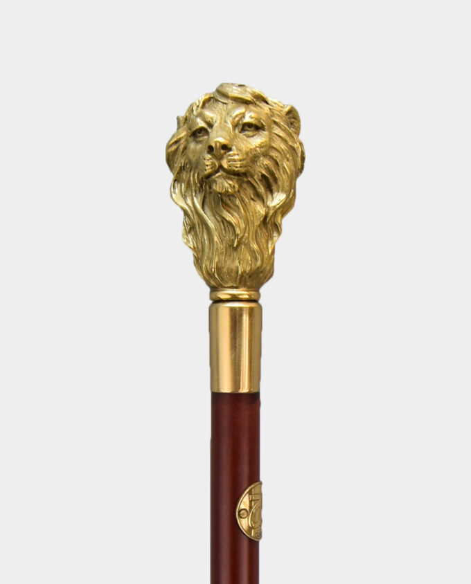 Exclusive Walking Stick with Lion Head Wood and Bronze