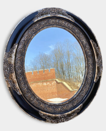 Oval Palace Mirror Black and Silver Frame