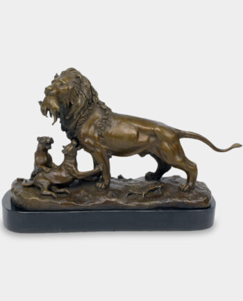 Lion with Cubs Bronze Sculpture