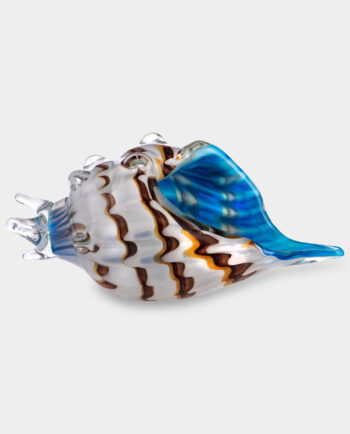 Glass Figure Murano Style Sea Shell Blue and White
