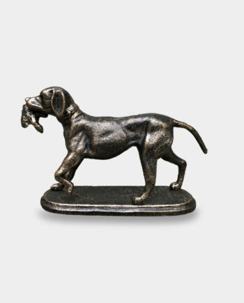 Dog Carrying a Pheasant Cast Iron Sculpture on Base